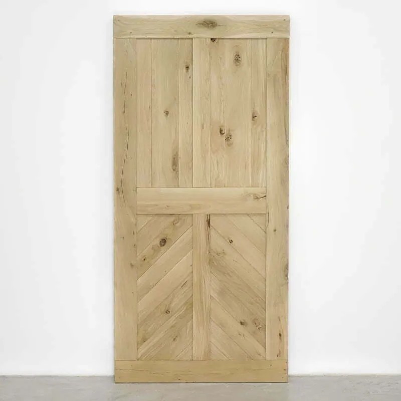 Houten Schuifdeur -  Eiken Chevron Onbehandeld - Zwart - Incl. Rails
