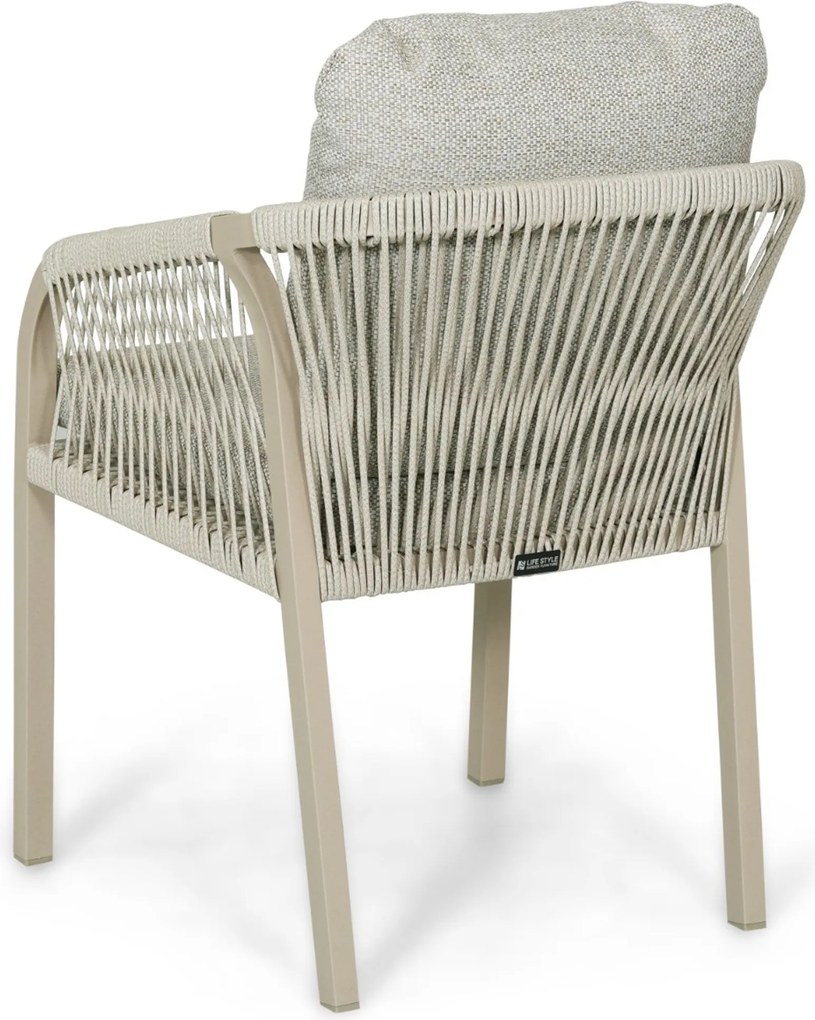 Tuinset Ronde Tuintafel 6 personen 150 cm Rope Taupe Lifestyle Garden Furniture Biagio/Xento