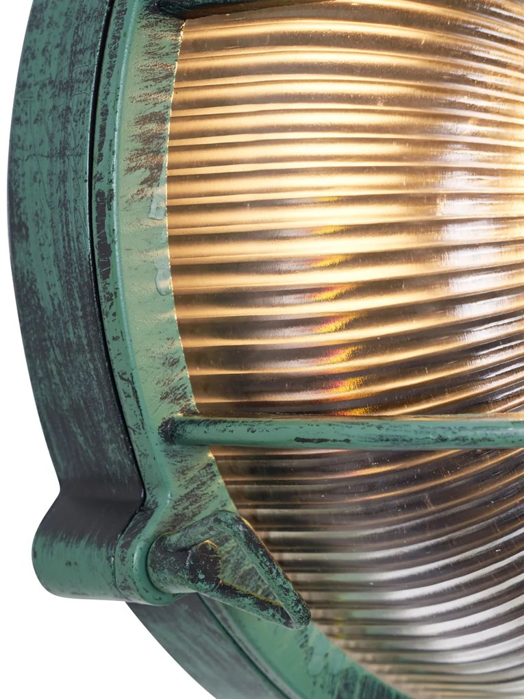 Buiten wandlamp groen rond IP44 - Noutica Industriele / Industrie / Industrial E27 IP44 Buitenverlichting