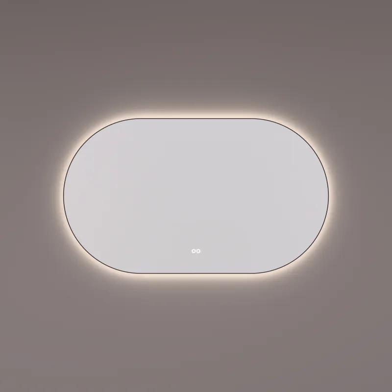 Hipp Design 13700 ovale spiegel mat zwart 120x70cm met LED en spiegelverwarming