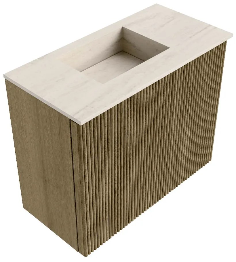 Mondiaz Joya DLux 50cm toiletmeubel dusk met wastafel faye links zonder kraangat meli