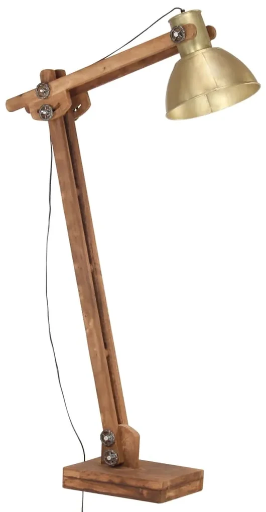 vidaXL Vloerlamp E27 massief mangohout messingkleurig