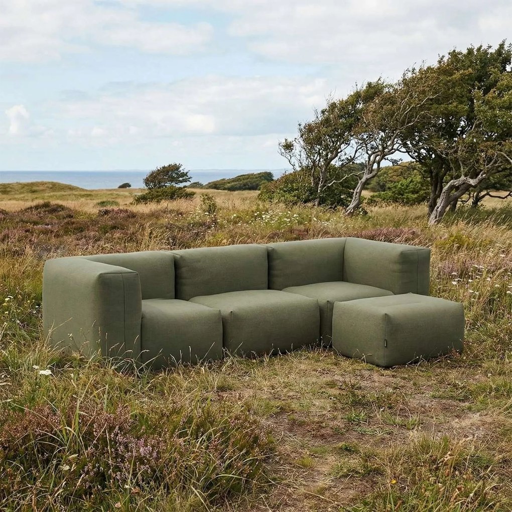 Soft Zitzak Outdoor 3 Seater + Pouf - Kirra Olive