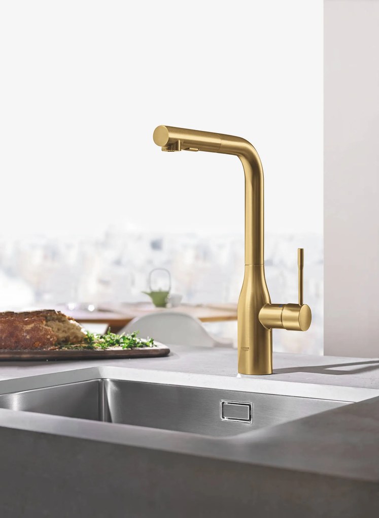 Grohe Essence Keukenmengkraan met uittrekbare handdouche cool sunrise geborsteld