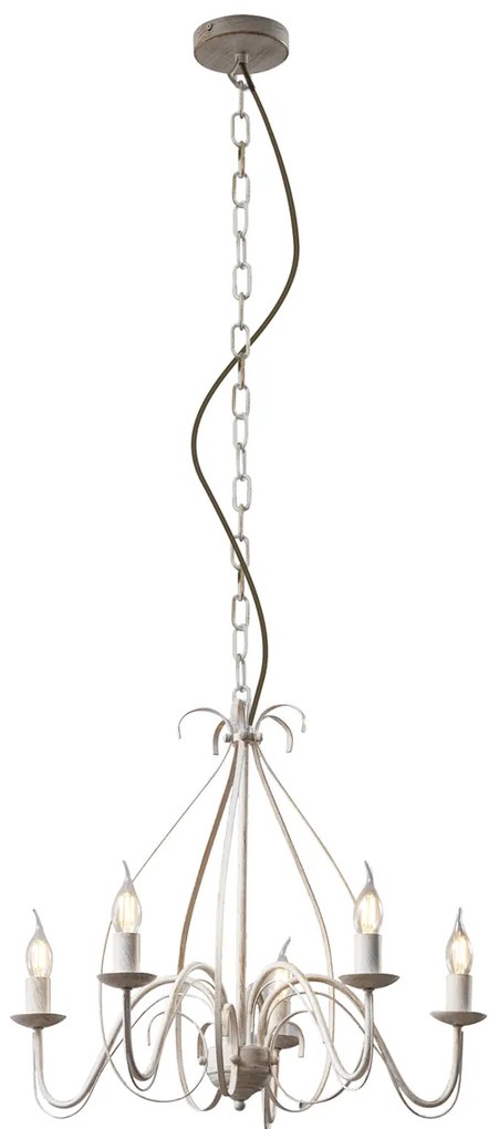 Eettafel / Eetkamer Klassieke kroonluchter crème 5-lichts - Giuseppe Klassiek / Antiek, Landelijk / Rustiek E14 rond Binnenverlichting Lamp