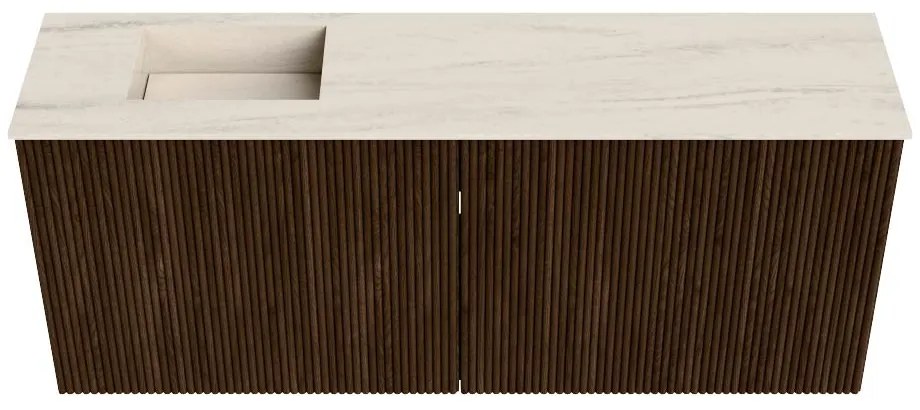 Mondiaz Joya DLux 100cm toiletmeubel walnut met wastafel faye links 1 kraangat meli