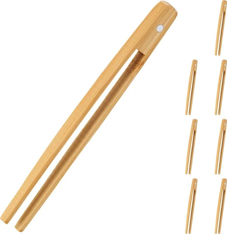 Bamboe keukentang - serveertang hout - toast tong - magnetisch - 8 stuks