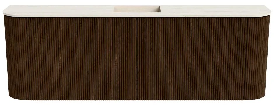Mondiaz Joya DLux 125cm toiletmeubel ronding links/rechts walnut met wastafel faye midden 1 kraangat meli