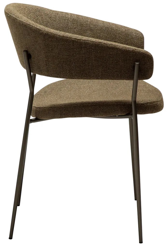 Dan-Form Reboot Eetkamerstoel Met Ronde Rug Boucle Dark Olive Groen