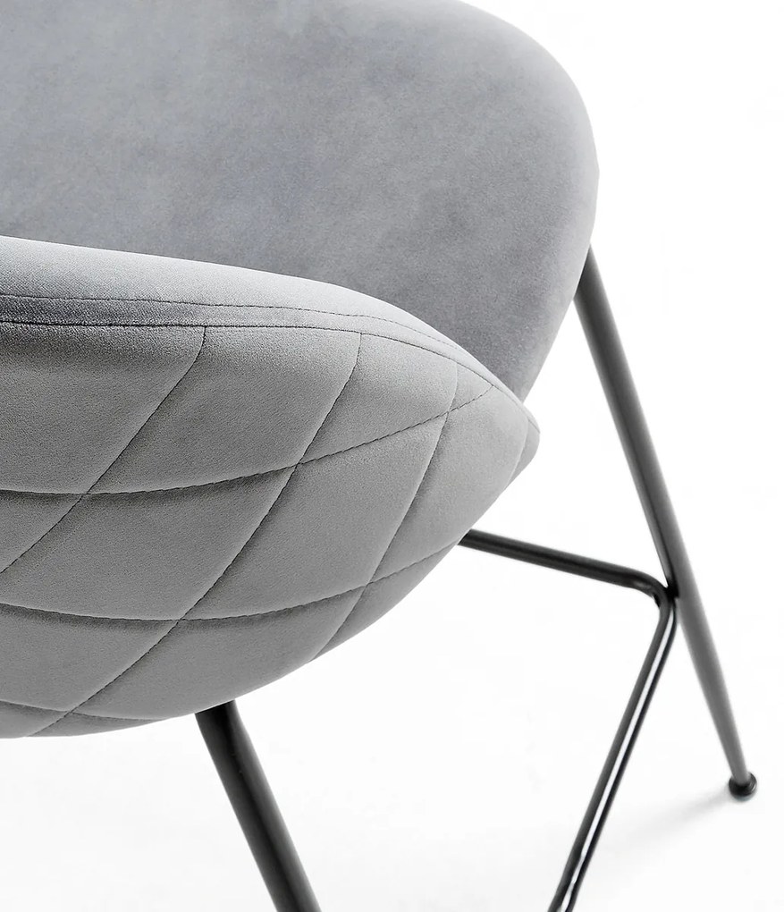 Kave Home Ivonne Fluwelen Design Barstoel Grijs