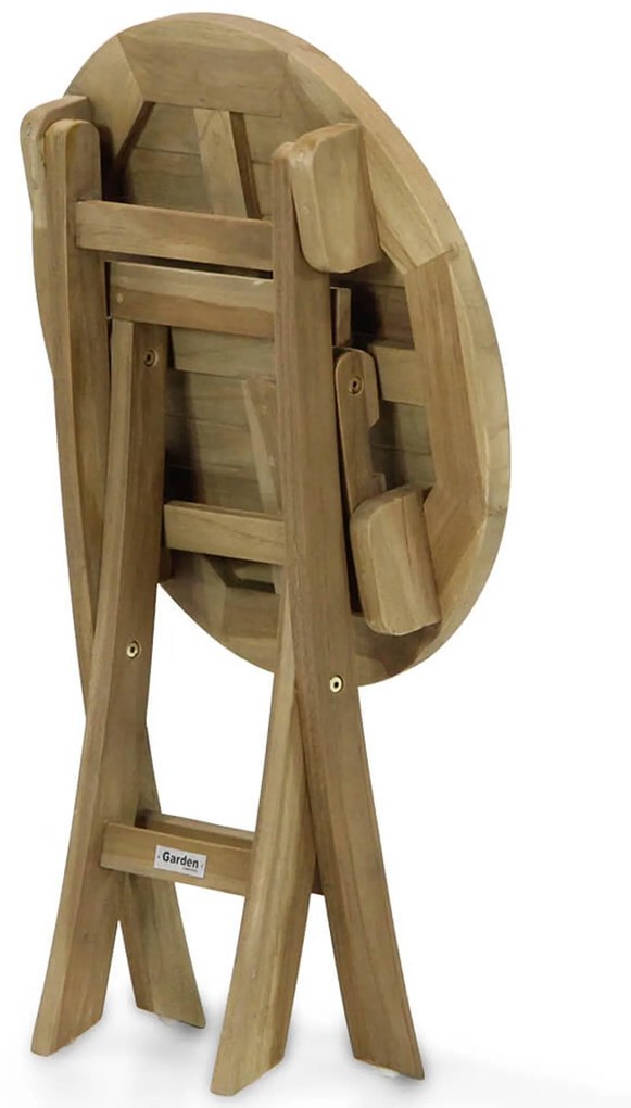 Tuintafel Rond 60 cm Teak Old teak greywash Derby inklapbare