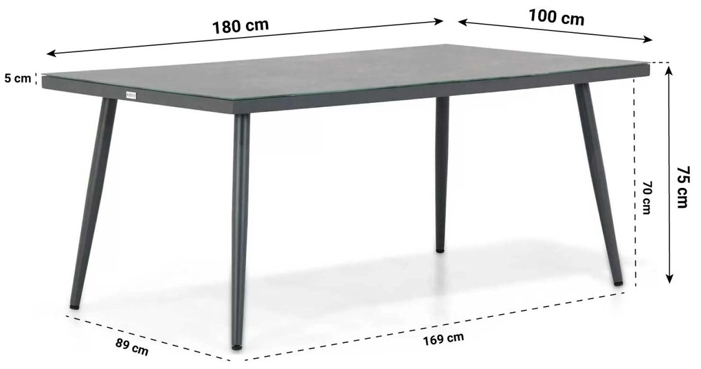 Tuinset 4 personen 180 cm Rope Grijs Lifestyle Garden Furniture Advance/Sophia