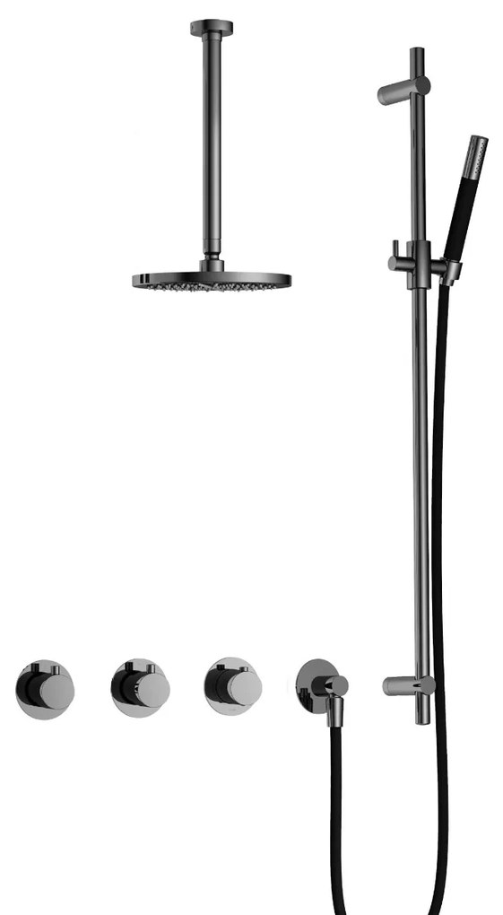 Hotbath Cobber IBS70 inbouwdouche met 30cm plafondbuis en glijstang zwart chroom