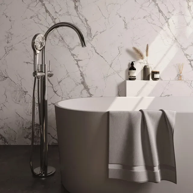 Brauer Chrome Edition Staande Badkraan - handdouche rond 3 standen - 2 gladde knoppen - PVD - chroom 5-CE-042-2