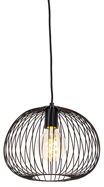 Design hanglamp zwart - Wire Dough Design E27 bol / globe / rond Binnenverlichting Lamp