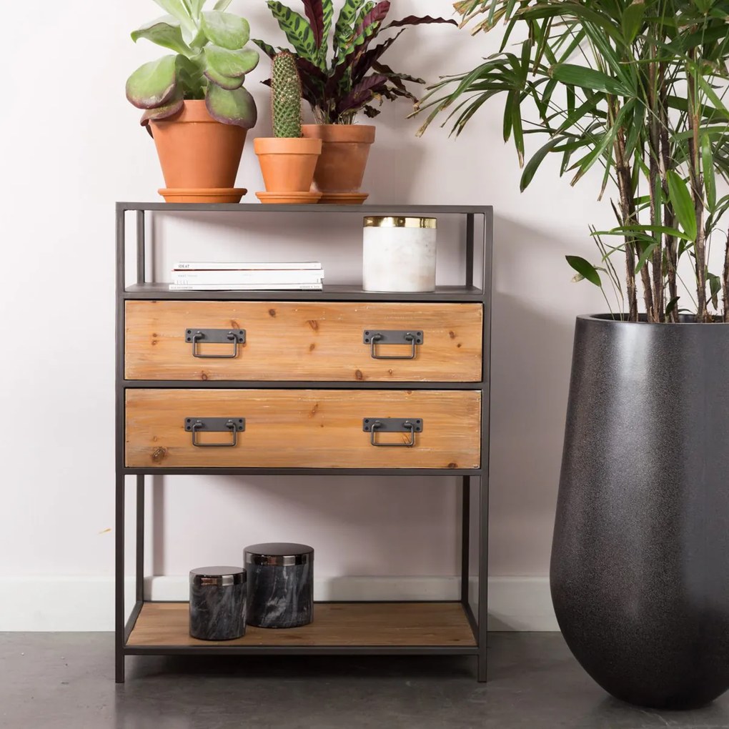 Ladenkast Metaal En Hout - 70x38x90cm.