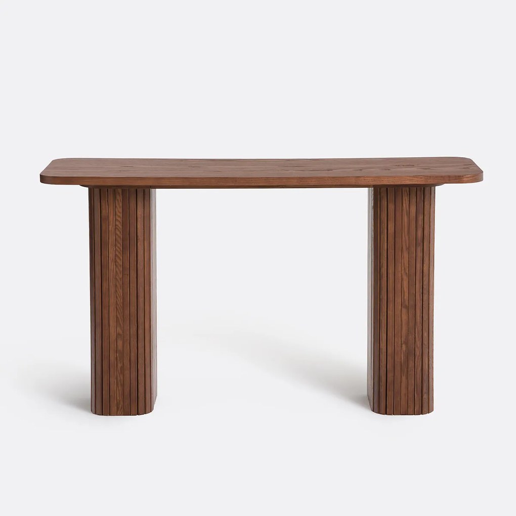 Essenhouten gefineerde wandtafel met walnootbeits, Latti
