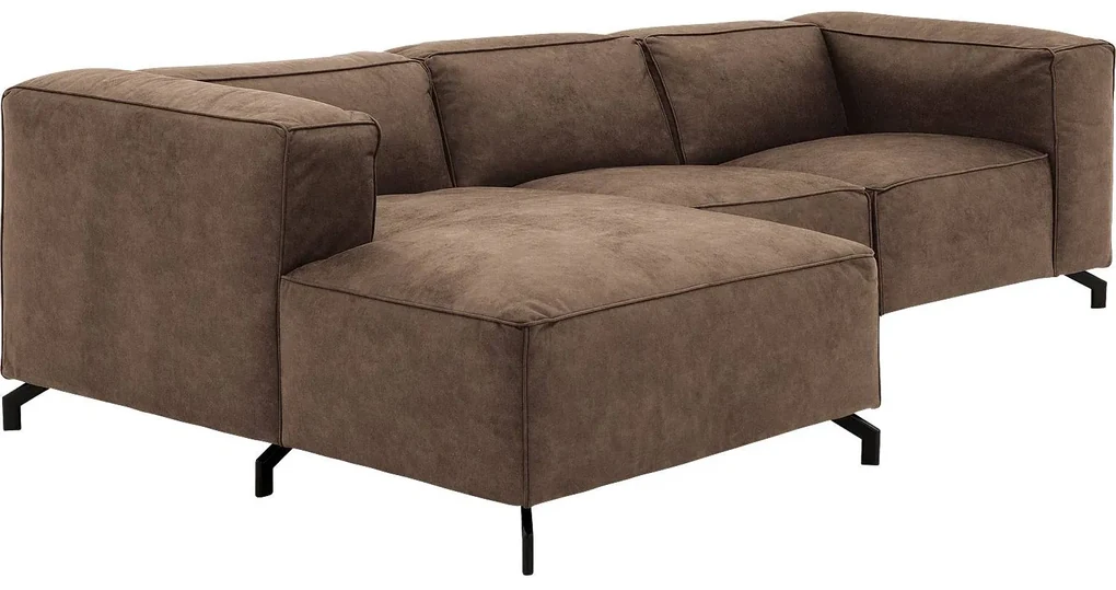 Goossens Bank Calvin bruin, micro leer, 2,5-zits, modern design