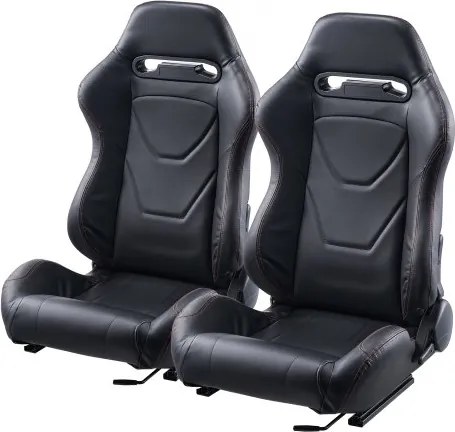 VEVOR Racing Seat Verstelbare Racing Cockpit met brede kantelhoek en zeer veerkrachtig schuim 2 stuks Racing Chair met zacht PVC-leer en Q235B-schuif, voor raceauto's en go-karts