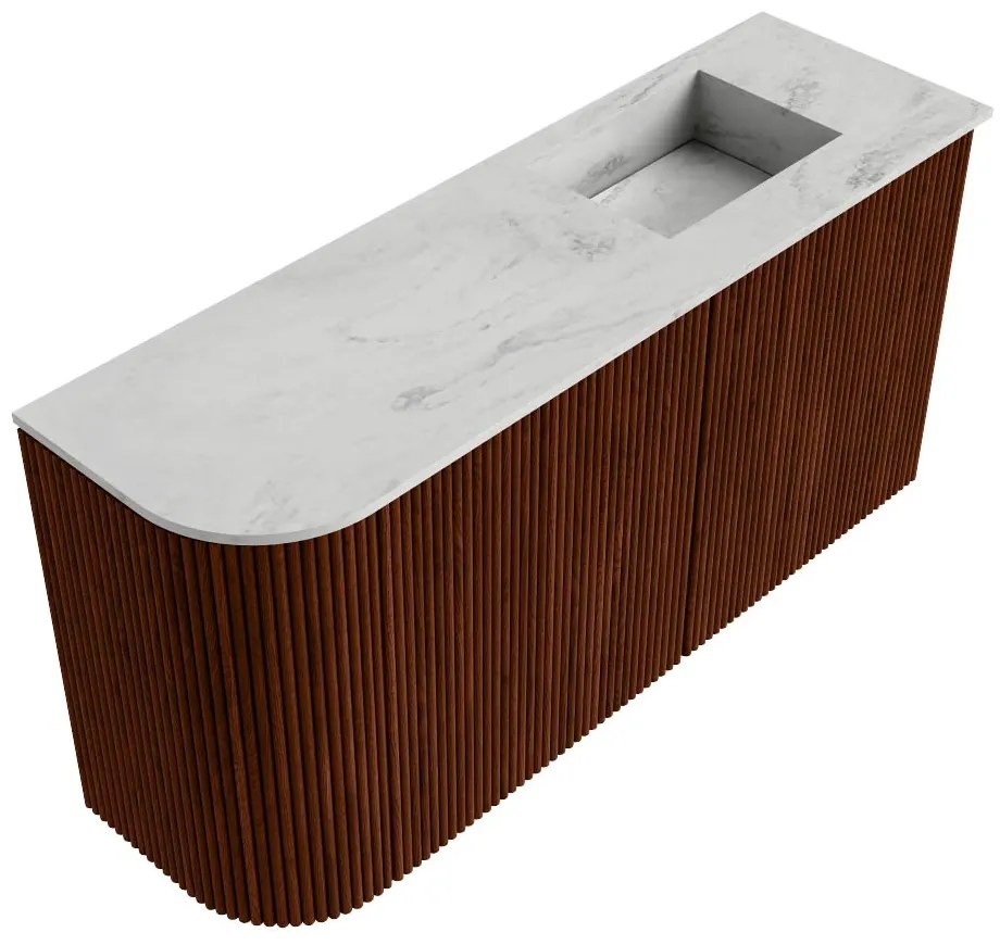 Mondiaz Joya DLux 80cm toiletmeubel ronding links ruby met wastafel faye rechts zonder kraangat opalo