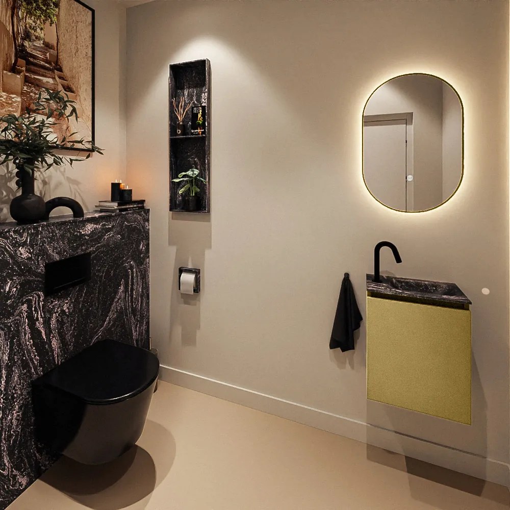 Mondiaz Ture DLux toiletmeubel 40cm oro met wastafel lava rechts met kraangat