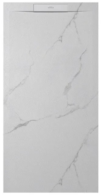 Zenon Essenza West Douchebak - 140x80cm - antislip - antibacterieel - mineraalmarmer - rechthoek - Calacatta marmer (wit) PESWESN80140