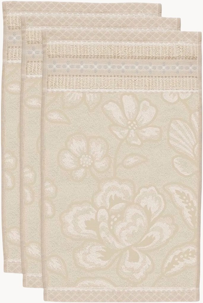 Katoenen terry gastendoekjes Jasmin Jacquard, 3-delig