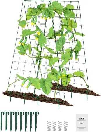 VEVOR Trellis voor klimplanten, 117x84 cm, opvouwbare trellisset met plantenklemmen, metalen klimhulp voor verhoogde bedden, ondersteuning voor de groei van buitenplanten voor tomaten, pompoenen en groenten