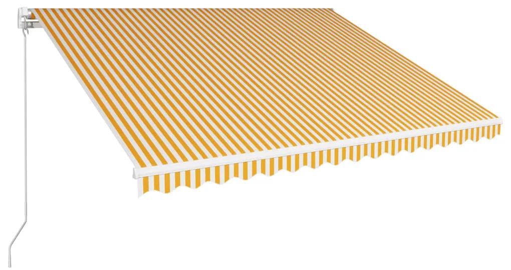 vidaXL Luifel handmatig uittrekbaar 400x300 cm geel en wit