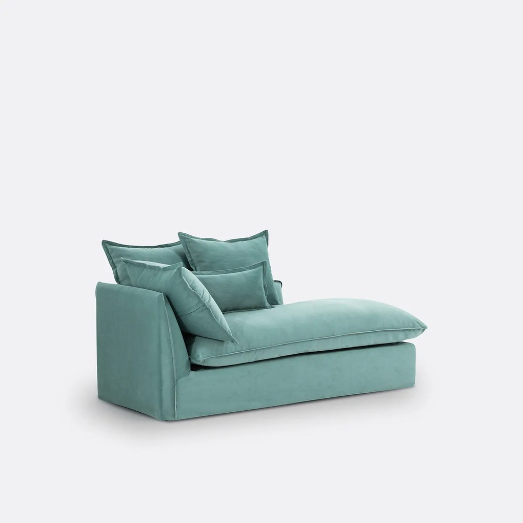 Rechte fluwelen longchair met afneembare hoezen, ODNA