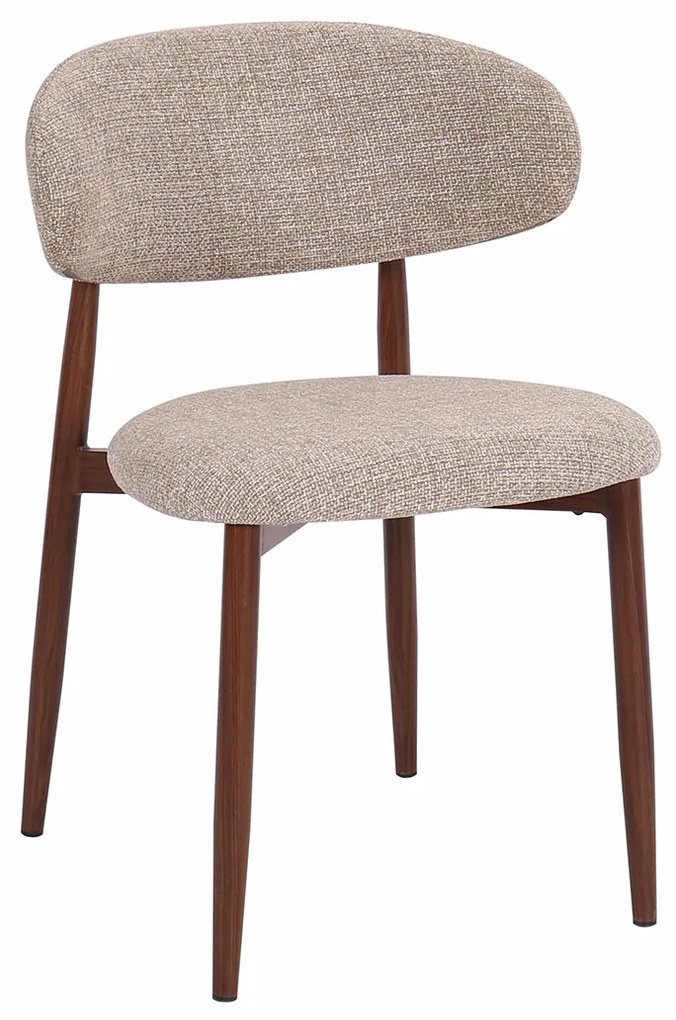 Eetkamerstoel Walnoot Met Beige Stof