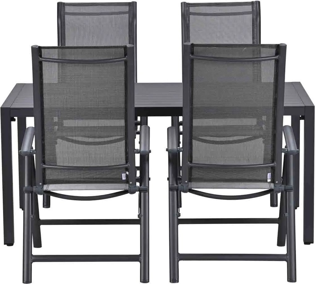 Garden Impressions Santos tuinset 5-delig - Kasper tuintafel 160x84 cm donker grijs