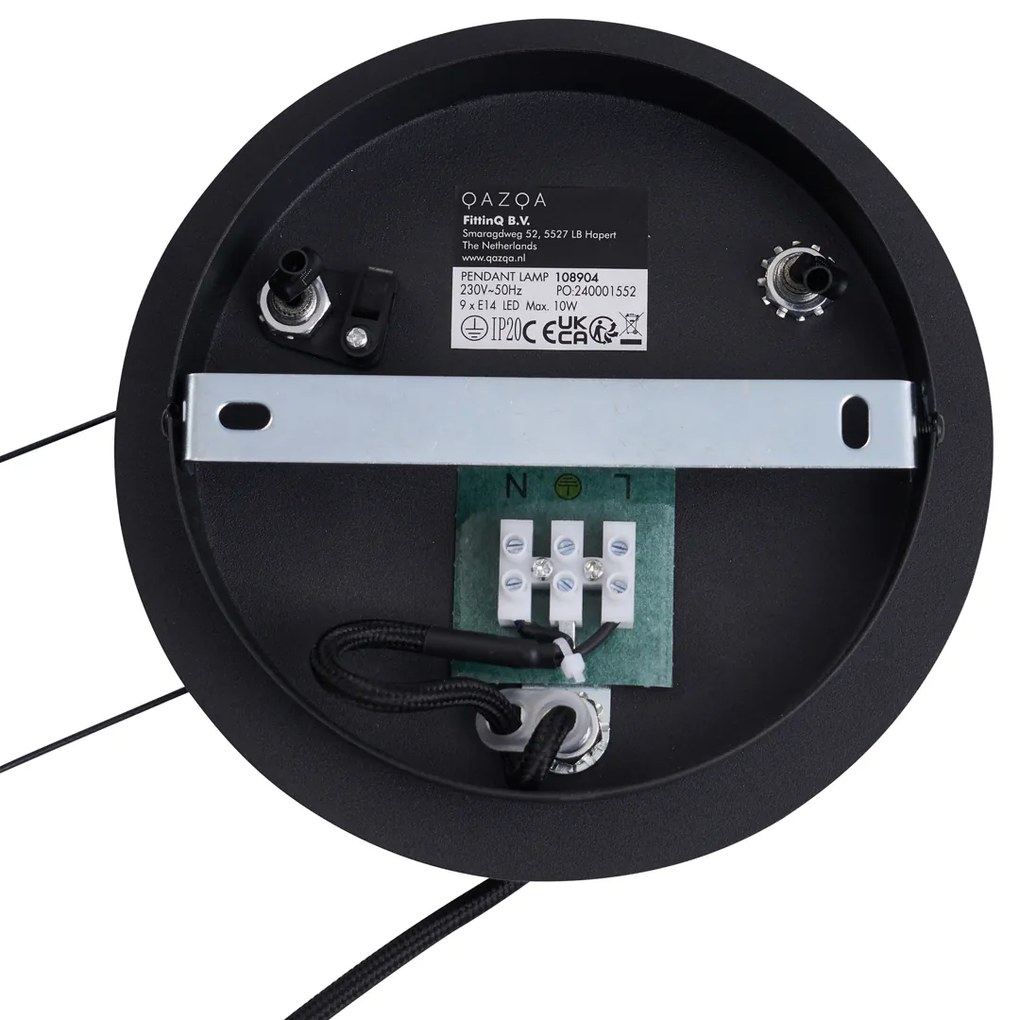 Industriële hanglamp zwart 9-lichts - Knight