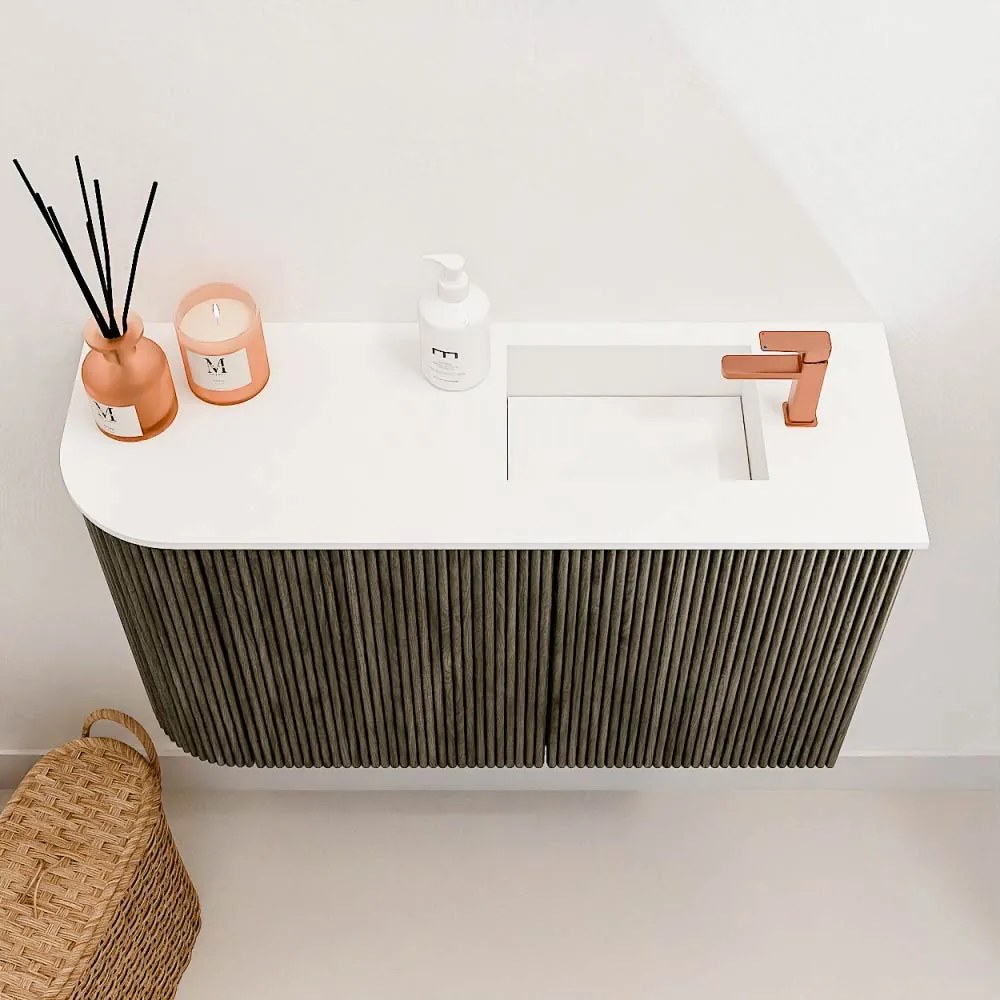 Mondiaz Joya 70cm toiletmeubel ronding links shadow met wastafel faye rechts 1 kraangat talc