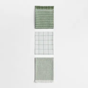 Set Van 3 Keukendoeken In Katoen Bijana Green Bay - Sklum