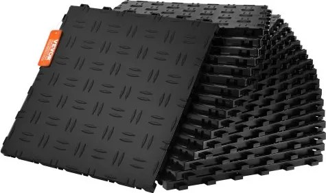 VEVOR Garagevloerbeslag, 305 x 305 x 13,4 mm, 50-delige industriële vloer, antislip dubbelzijdige getextureerde garagevloer, voor garages, kelders, reparatiewerkplaatsen, zwart