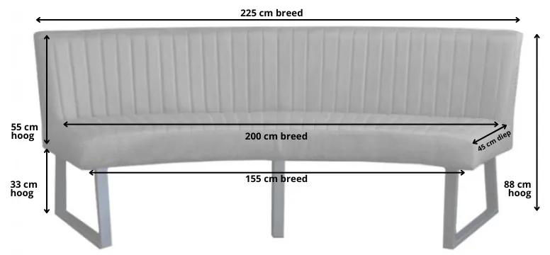 Eetkamerbank - Hengelo - geschikt voor ovale tafel 200 cm - stof Element donkergrijs 22