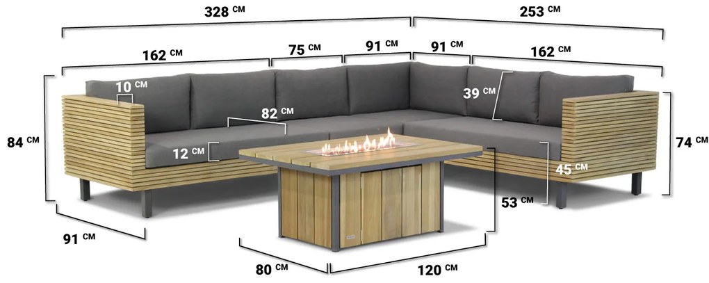 Hoek loungeset 6 personen Teak Old teak greywash  Lifestyle Garden Furniture New York