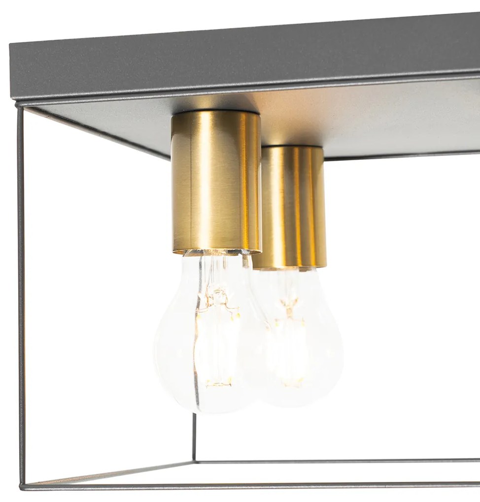 Minimalistische plafondlamp zwart met goud 4-lichts vierkant - Kodi Modern E27 Binnenverlichting Lamp