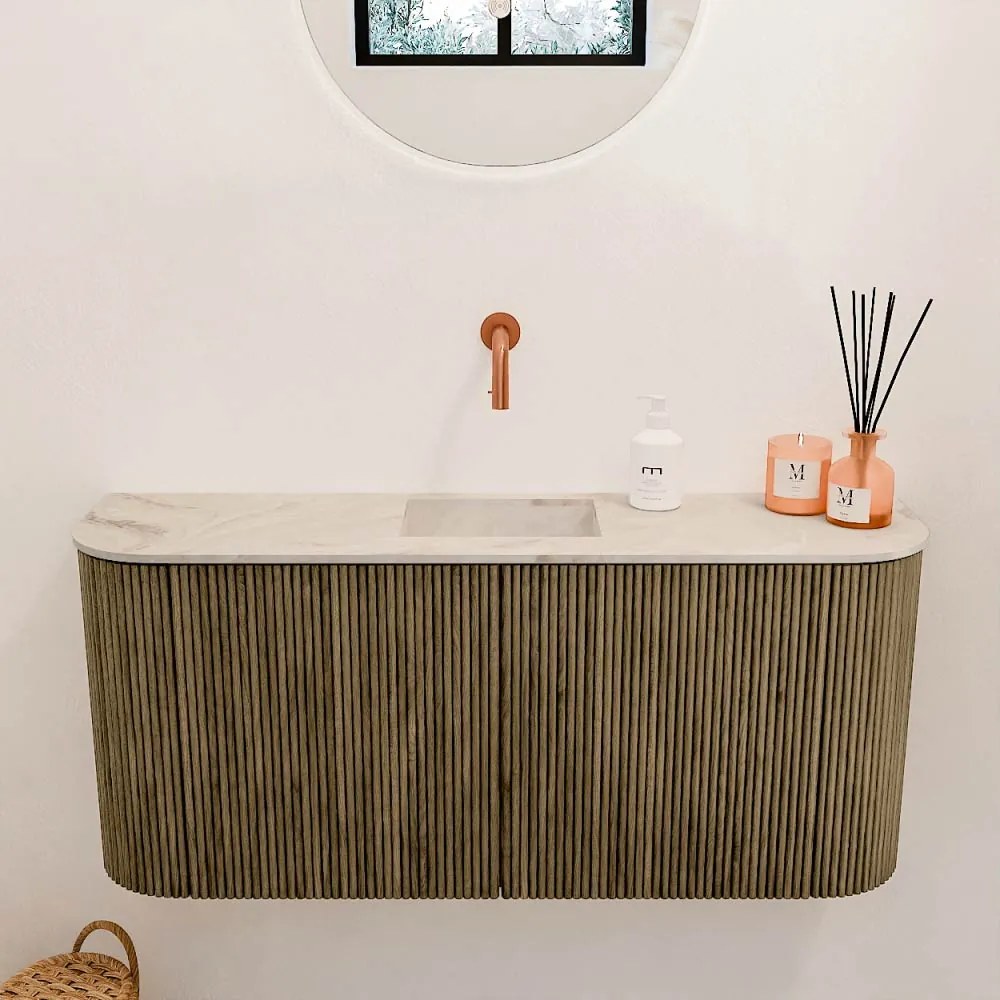 Mondiaz Joya DLux 95cm toiletmeubel ronding links/rechts dusk met wastafel faye midden zonder kraangat frappe