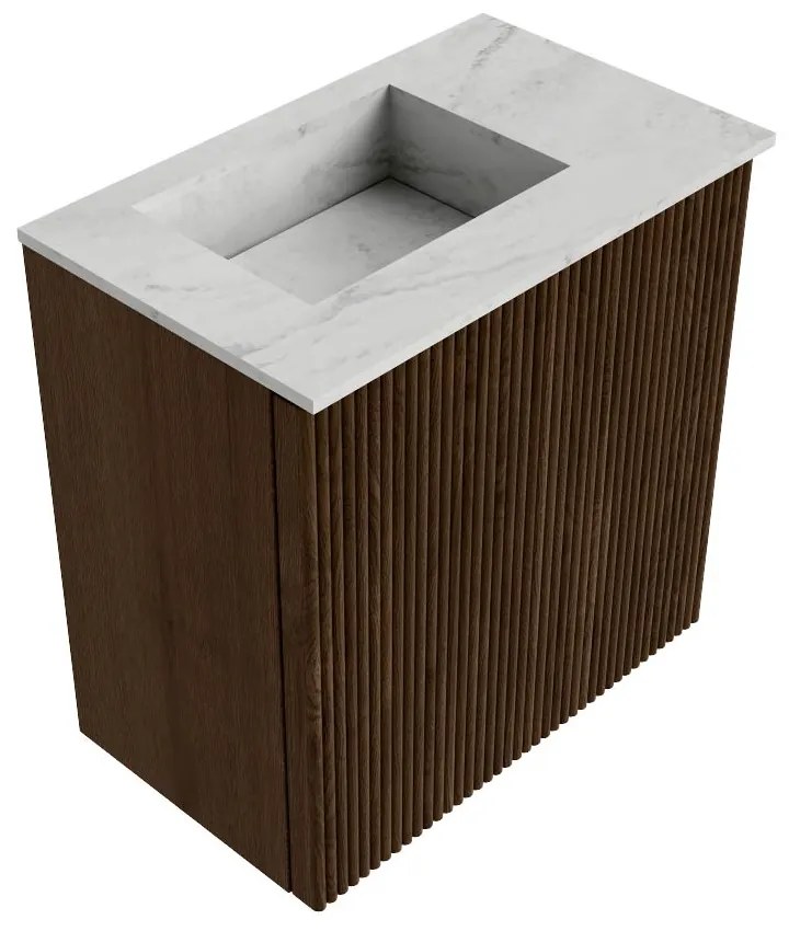 Mondiaz Joya DLux 40cm toiletmeubel walnut met wastafel faye links zonder kraangat opalo