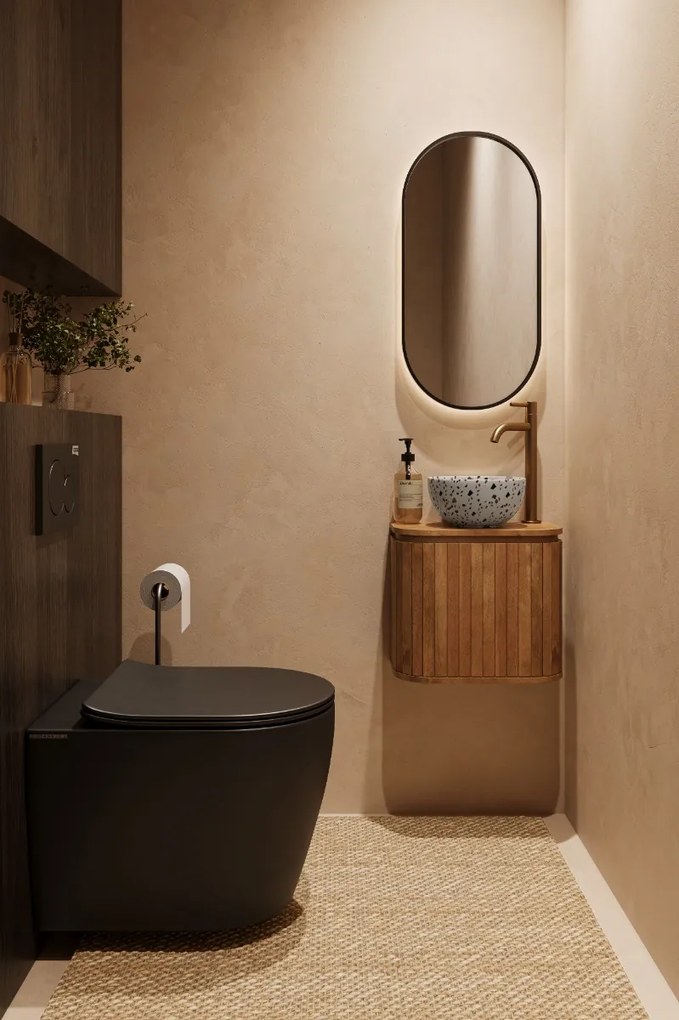 Livli Estrela toiletmeubel 40cm ribbelfront met Terrazzo waskom
