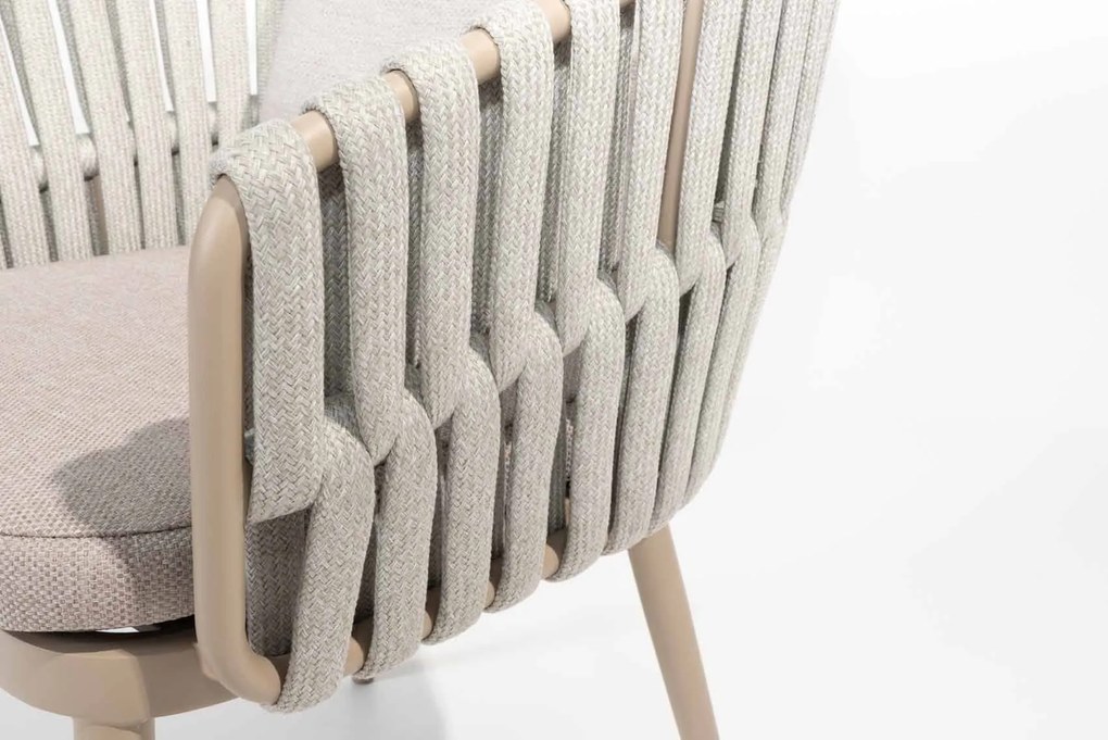 Taste by 4 Seasons Eva tuinset latte met Denia tafel latte met geprint keramisch blad 240 cm SALE Tuinset beige weerbestendig