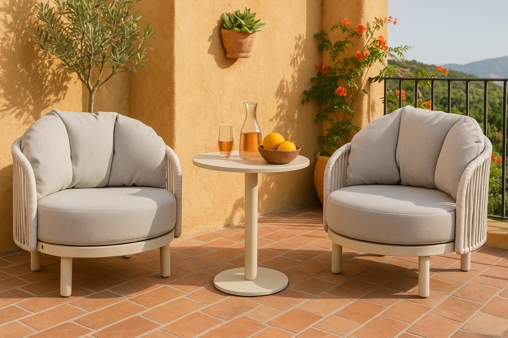 Bistroset 2 personen  Aluminium/rope Taupe Santika Furniture Santika