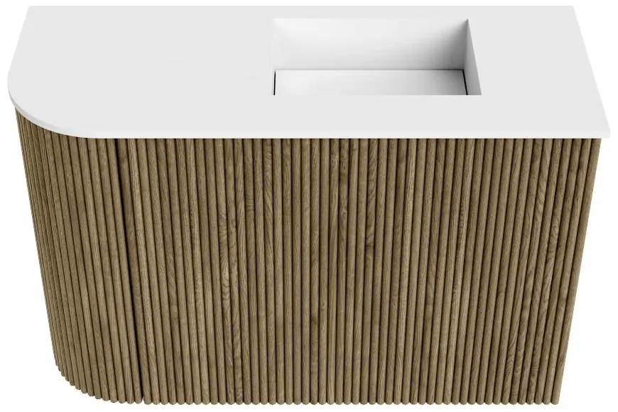 Mondiaz Joya 60cm toiletmeubel ronding links dusk met wastafel faye rechts zonder kraangat talc