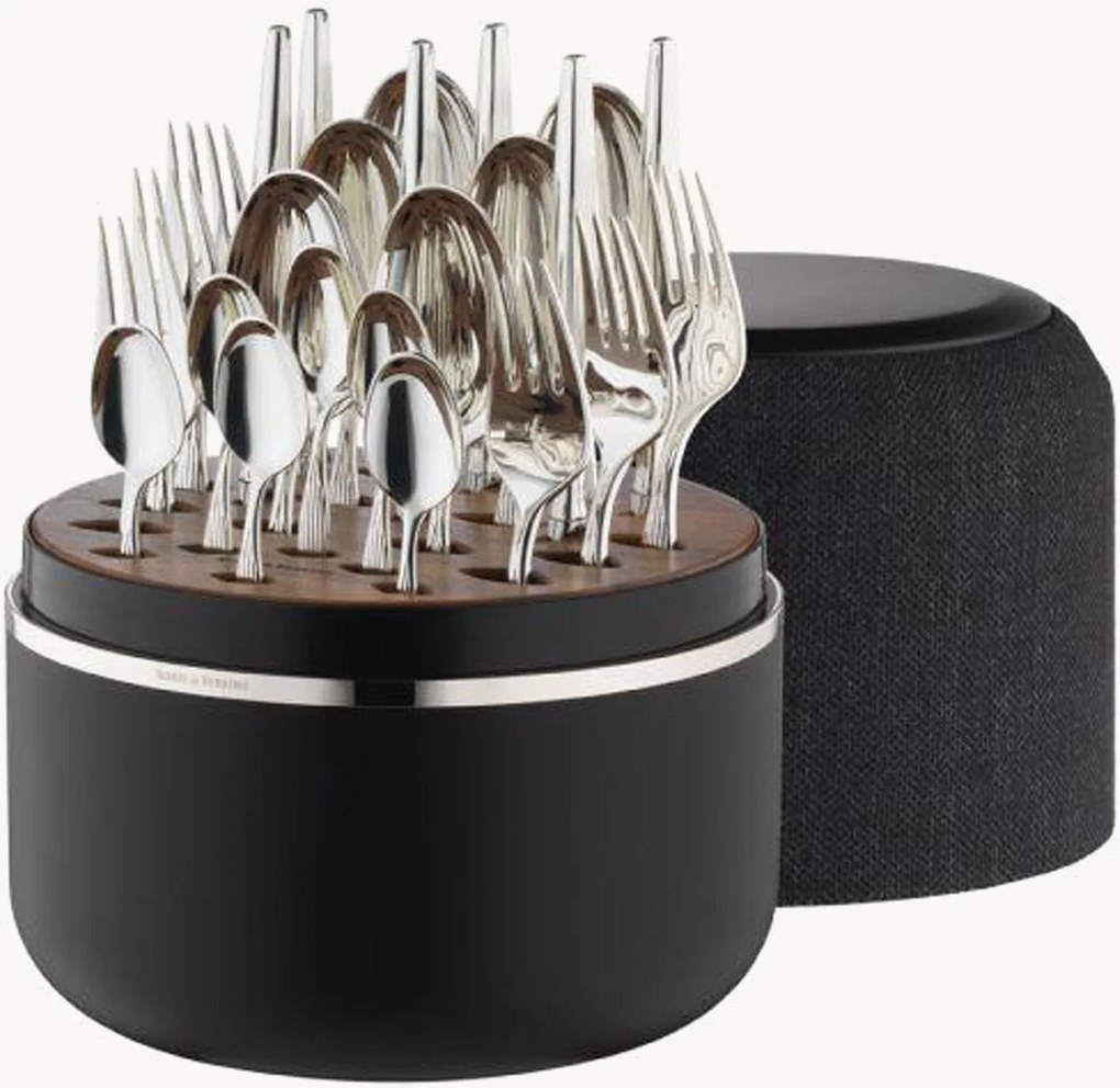 Handgemaakte hoogglans bestekset Metropolitan met kistje, 6 personen, 24-delig