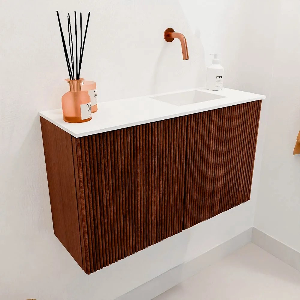 Mondiaz Joya 70cm toiletmeubel ruby met wastafel faye rechts zonder kraangat talc