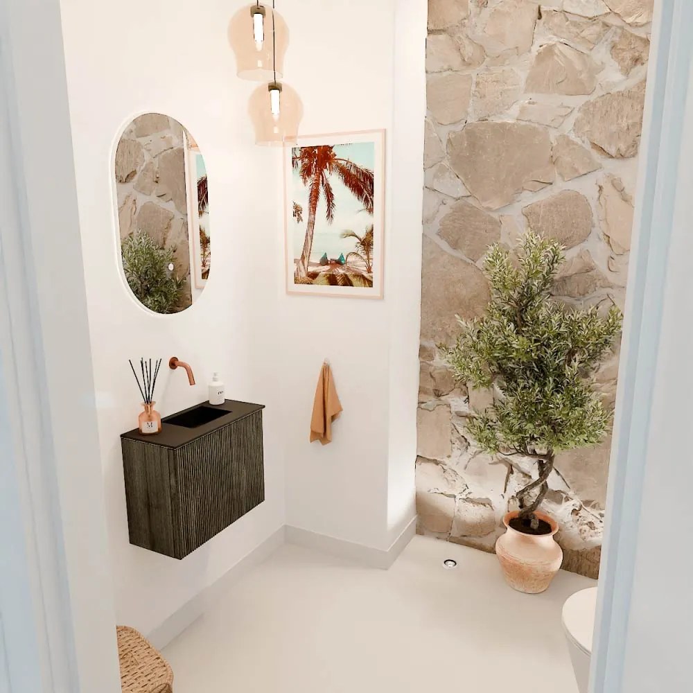 Mondiaz Joya 50cm toiletmeubel shadow met wastafel faye rechts zonder kraangat urban