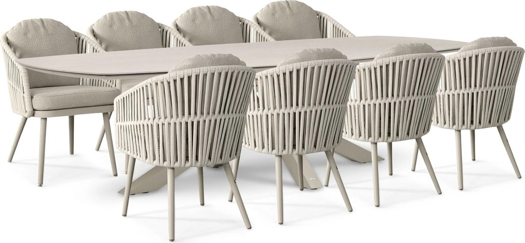 Tuinset 8 personen 300 cm Rope Zand/Beige Santika Furniture Santika