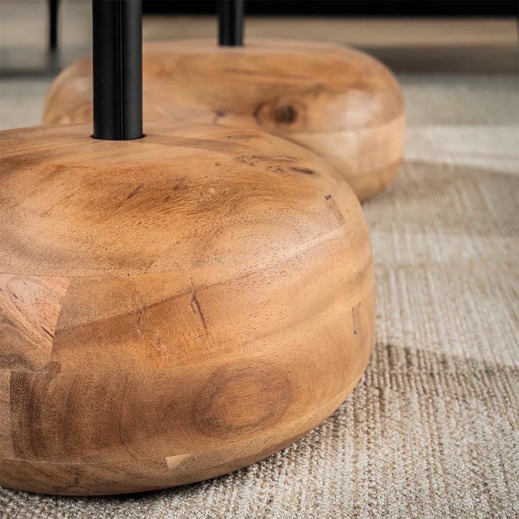 Houten Salontafelset Organisch - 84 X 78cm.